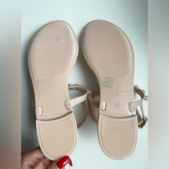 Stuart Weitzman Goldie Embellished Jelly Thong Sandals - size 9 - Picture 5 of 5